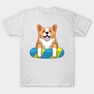 Welsh Corgi at Swimming with Swimming board T-Shirt